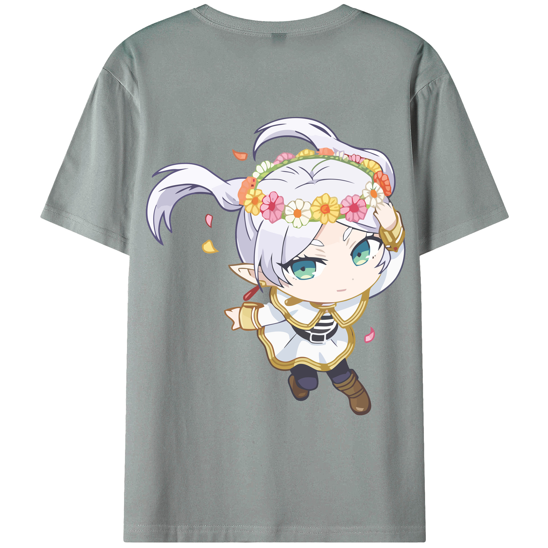 （画像用） 葬送のフリーレン Frieren 綿100％ メンズ半袖Tシャツ（バックプリント） 通気性
